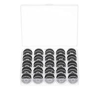 sourcing map Prewound Bobbin Thread Set Standard Sizes with 25 Compartments Box for Embroidery and Sewing Machine, Black