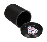 sourcing map Professional Dice Cup, PU Leather Shaker Cups with Lid Includes 6 Dot Dice for Bar Gatherings Party Board Games, Black