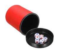 sourcing map Professional Dice Cup, PU Leather Shaker Cups with Lid Includes 6 Dot Dice for Bar Gatherings Party Board Games, Red