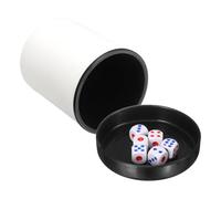 sourcing map Professional Dice Cup, PU Leather Shaker Cups with Lid Includes 6 Dot Dice for Bar Gatherings Party Board Games, White