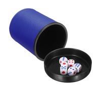 sourcing map Professional Dice Cup, PU Leather Shaker Cups with Lid Includes 6 Dot Dice for Bar Gatherings Party Board Games, Blue