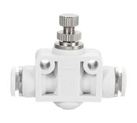 sourcing map PSA-1/4 Air Flow Control Valve Push to Connect Fitting 1/4" OD x 1/4" OD in-Line Speed Controller Union Straight for Semi Truck Trailers Air Brake System, White