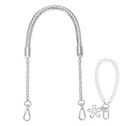 sourcing map PU Leather Chain Purse Strap with Pearl Pendant for Underarm | Braided Purse Handle Replacement for Bag Tote