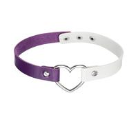 sourcing map PU Leather Chokers, Love Heart Chokers Collar Necklace Gothic Punk Grunge Emo Necklace Gothic Jewelry Accessories Adjustable PU Collar for Women, Purple White, 1Pcs