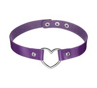 sourcing map PU Leather Chokers, Love Heart Chokers Collar Necklace Gothic Punk Grunge Emo Necklace Gothic Jewelry Accessories Adjustable PU Collar for Women, Purple, 1Pcs