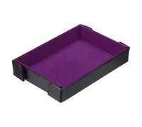 sourcing map PU Leather Dice Tray, Rectangle Magnetic Folding Velvet Portable Folding Dice Rolling Tray for Table Games Keys Wallet Watch Coin, Purple