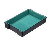 sourcing map PU Leather Dice Tray, Rectangle Magnetic Folding Velvet Portable Folding Dice Rolling Tray for Table Games Keys Wallet Watch Coin, Cyan