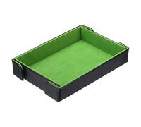 sourcing map PU Leather Dice Tray, Rectangle Magnetic Folding Velvet Portable Folding Dice Rolling Tray for Table Games Keys Wallet Watch Coin, Grass Green