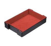 sourcing map PU Leather Dice Tray, Rectangle Magnetic Folding Velvet Portable Folding Dice Rolling Tray for Table Games Keys Wallet Watch Coin, Orange