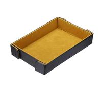 sourcing map PU Leather Dice Tray, Rectangle Magnetic Folding Velvet Portable Folding Dice Rolling Tray for Table Games Keys Wallet Watch Coin, Yellow