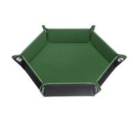 sourcing map PU Leather Dice Tray Unisex Valet Tray Folding Hexagon Tray Portable Entryway Table Nightstand Bedside Desk Holder for Key Wallet Watch Coin Jewelry, Olive Green