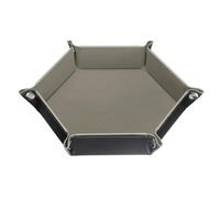 sourcing map PU Leather Dice Tray Unisex Valet Tray Folding Hexagon Tray Portable Entryway Table Nightstand Bedside Desk Holder for Key Wallet Watch Coin Jewelry, Gray