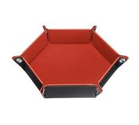 sourcing map PU Leather Dice Tray Unisex Valet Tray Folding Hexagon Tray Portable Entryway Table Nightstand Bedside Desk Holder for Key Wallet Watch Coin Jewelry, Orange