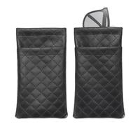 sourcing map PU Leather Double Squeeze Top Eyeglass Pouch, Black Soft Eyeglass Case Organizer for Men Women Storage Accessories Travel Sunglasses Protect, Pack of 2