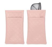 sourcing map PU Leather Double Squeeze Top Eyeglass Pouch, Pink Soft Eyeglass Case Organizer for Men Women Storage Accessories Travel Sunglasses Protect, Pack of 2