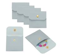 sourcing map PU Leather Jewelry Bag, 6Pcs 8 x 8cm - Jewelry Pouch with Snap Button, Square Small Travel Bag for Earrings, Rings, Necklaces Packaging (Sky Blue)