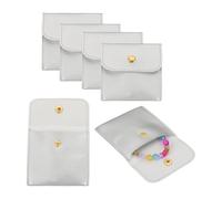 sourcing map PU Leather Jewelry Bag, 6Pcs 8 x 8cm - Jewelry Pouch with Snap Button, Square Small Travel Bag for Earrings, Rings, Necklaces Packaging (Silver)