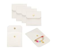 sourcing map PU Leather Jewelry Bag, 6Pcs 8 x 8cm - Jewelry Pouch with Snap Button, Square Small Travel Bag for Earrings, Rings, Necklaces Packaging (Beige)