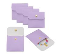 sourcing map PU Leather Jewelry Bag, 6Pcs 8 x 8cm - Jewelry Pouch with Snap Button, Square Small Travel Bag for Earrings, Rings, Necklaces Packaging (Lavender Purple)