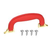 sourcing map PU Leather Luggage Handle, 0.9" Hole Distance Vintage U-Shape Replacement Strap Handle for Travel Handbag Guitar Musical Box Gift Boxes, Red/Gold