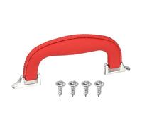 sourcing map PU Leather Luggage Handle, 0.9" Hole Distance Vintage U-shape Replacement Strap Handle for Travel Handbag Guitar Musical Box Gift Boxes, Red/Silver