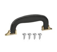 sourcing map PU Leather Luggage Handle, 0.9" Hole Distance Vintage U-shape Replacement Strap Handle for Travel Handbag Guitar Musical Box Gift Boxes, Black/Bronze
