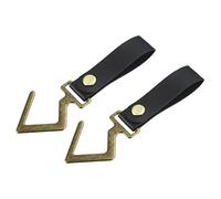 sourcing map PU Leather S Shelf Hooks Camping Hook Hanger Metal Outdoor Accessories for Hanging Pots Pans Utensils, Black Pack of 2