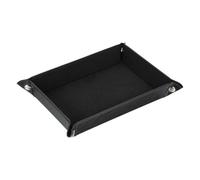 sourcing map PU Leather Valet Tray Catch All Bowl Rectangle Jewelry Tray for Key, Wallet, Watch, Coin (Black)