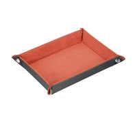 sourcing map PU Leather Valet Tray Catch All Bowl Rectangle Jewelry Tray for Key, Wallet, Watch, Coin (Orange)