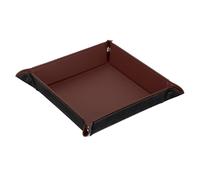 sourcing map PU Leather Valet Tray Catch All Bowl Square Jewelry Tray for Key, Wallet, Watch, Coin (Coffee)