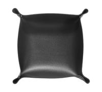 sourcing map PU Leather Valet Tray Unisex Folding Small Catchall Tray Portable Entryway Table Tray Nightstand Bedside Desk Tray for Key Wallet Watch Coin Jewelry Dice, Black