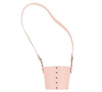 Sourcing Map PU Leather Water Bottle Carrier With Strap - 67x66mm Tumbler Holder for Coffee Cup, Drinks Sleeve Bag for Camping, Walking, Hiking - Pink