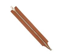 sourcing map PU Leather Zipper, 13.8"x1.9" Sewing Coil Bulk Zipper Frame Replacement for Crochet Handbag Purse Shoes Jeans DIY Craft Accessories, Brown