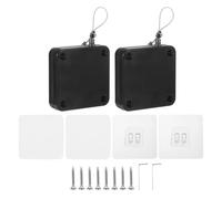 sourcing map Punch-Free 1000g Automatic Sliding Screen Door Closer, Multifunctional Storm Sensor Door Closer with Steel Drawstring for Bedroom Storm Bathroom Study Room (Black Pack of 2)