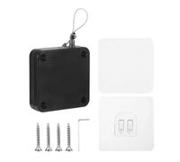 sourcing map Punch-Free 1500g Automatic Sliding Screen Door Closer, Multifunctional Storm Sensor Door Closer with Steel Drawstring for Bedroom Storm Bathroom Study Room (Black Pack of 1)