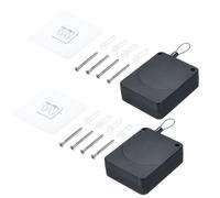 sourcing map Punch Free Automatic Sensor Door Closer 59.1" Retractable Cable Lock for Home Office Doors 800g 2Set Black with Adhesive Sticker Hook Screw Expansion Nail Sleeve