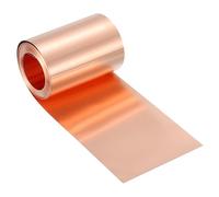 sourcing map Pure Copper Sheet Roll, 0.06mm 28Ga Thick T2 Copper Flashing 7630mm x 51mm/25Ft x 2in Copper Strip Soft Copper Metal Foil Plate for Craft Electrical House Repair
