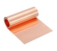 sourcing map Pure Copper Sheet Roll, 0.1mm 22Ga Thick T2 Copper Flashing 2440mm x 102mm/8Ft x 4in Copper Strip Soft Copper Metal Foil Plate for Craft Electrical House Repair