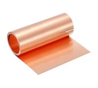 sourcing map Pure Copper Sheet Roll, 0.2mm 24Ga Thick T2 Copper Flashing 2440mm x 200mm/8Ft x 8in Copper Strip Soft Copper Metal Foil Plate for Craft Electrical House Repair