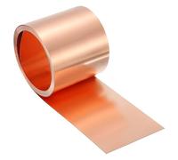 sourcing map Pure Copper Sheet Roll, 0.2mm 24Ga Thick T2 Copper Flashing 2440mm x 50mm/8Ft x 2in Copper Strip Soft Copper Metal Foil Plate for Craft Electrical House Repair
