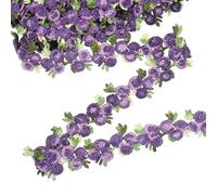 sourcing map Purple Flower Lace Trim Ribbon, 0.9" x 5 Yards Polyester Embroidered Crochet Lace Trim Fabric for Sewing, Wedding Decorations, Headbands, DIY Crafts Making