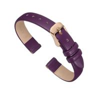 sourcing map Purple Genuine Leather Band 10mm Width, Flat Thin Elegant Leather Watch Strap Rose Gold Buckle for Men and Women