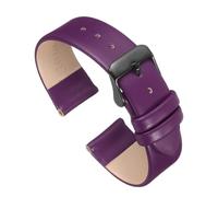 sourcing map Purple Genuine Leather Band 14mm Width, Flat Thin Elegant Leather Watch Strap Black Buckle for Men and Women