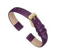 sourcing map Purple Genuine Leather Band 14mm Width, Flat Thin Elegant Leather Watch Strap Golden Tone Buckle for Women