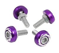 sourcing map Purple Silver Tone License Plate Bolts Screws Car Ornament 4 Pcs