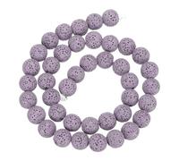 sourcing map Purple Volcanic Rock Beads 10mm Essential Oil Diffuser Stone, Volcanic Stone Loose Round Bead for DIY Jewelry Bracelet (1 Strand, 41pcs)