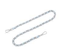 sourcing map Purse Chain Strap, 24" Leather Iron Flat Chain Strap Handbag Chains Purse Straps for Shoulder Bags Replacement Strap (Sky Blue Strap + Silver Chain)