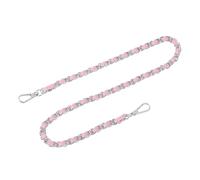 sourcing map Purse Chain Strap, 24" Leather Iron Flat Chain Strap Handbag Chains Purse Straps with Buckles for Shoulder Bags Replacement Strap (Pink Strap + Silver Chain)