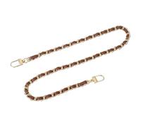 sourcing map Purse Chain Strap, 24" Leather Iron Flat Chain Strap Handbag Chains Purse Straps with Buckles for Shoulder Bags Replacement Strap (Dark Brown Strap + Gold Chain)