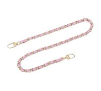 sourcing map Purse Chain Strap, 24" Leather Iron Flat Chain Strap Handbag Chains Purse Straps with Buckles for Shoulder Bags Replacement Strap (Pink Strap + Gold Chain)